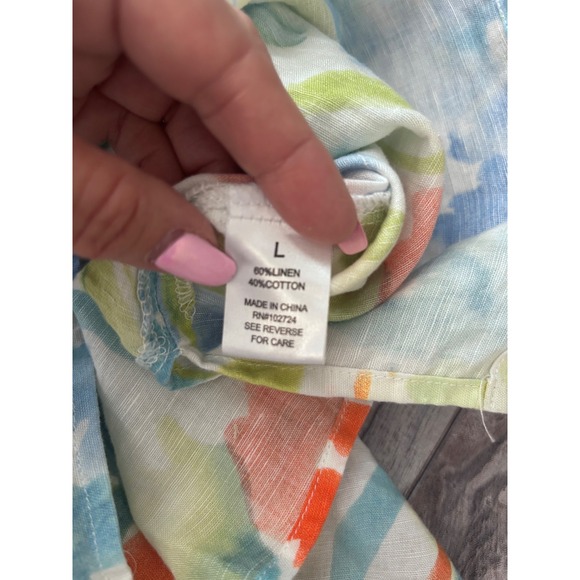 Linen Blend By Hester and Orchard Floral Blouse Large Boho - Picture 7 of 7